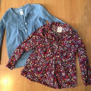 Floral & Denim Kids Girls Tops (shirts tunic style) Set 4T
